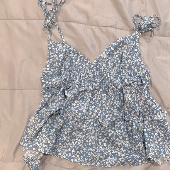 Floral blue loose crop top - Picture 2 of 2